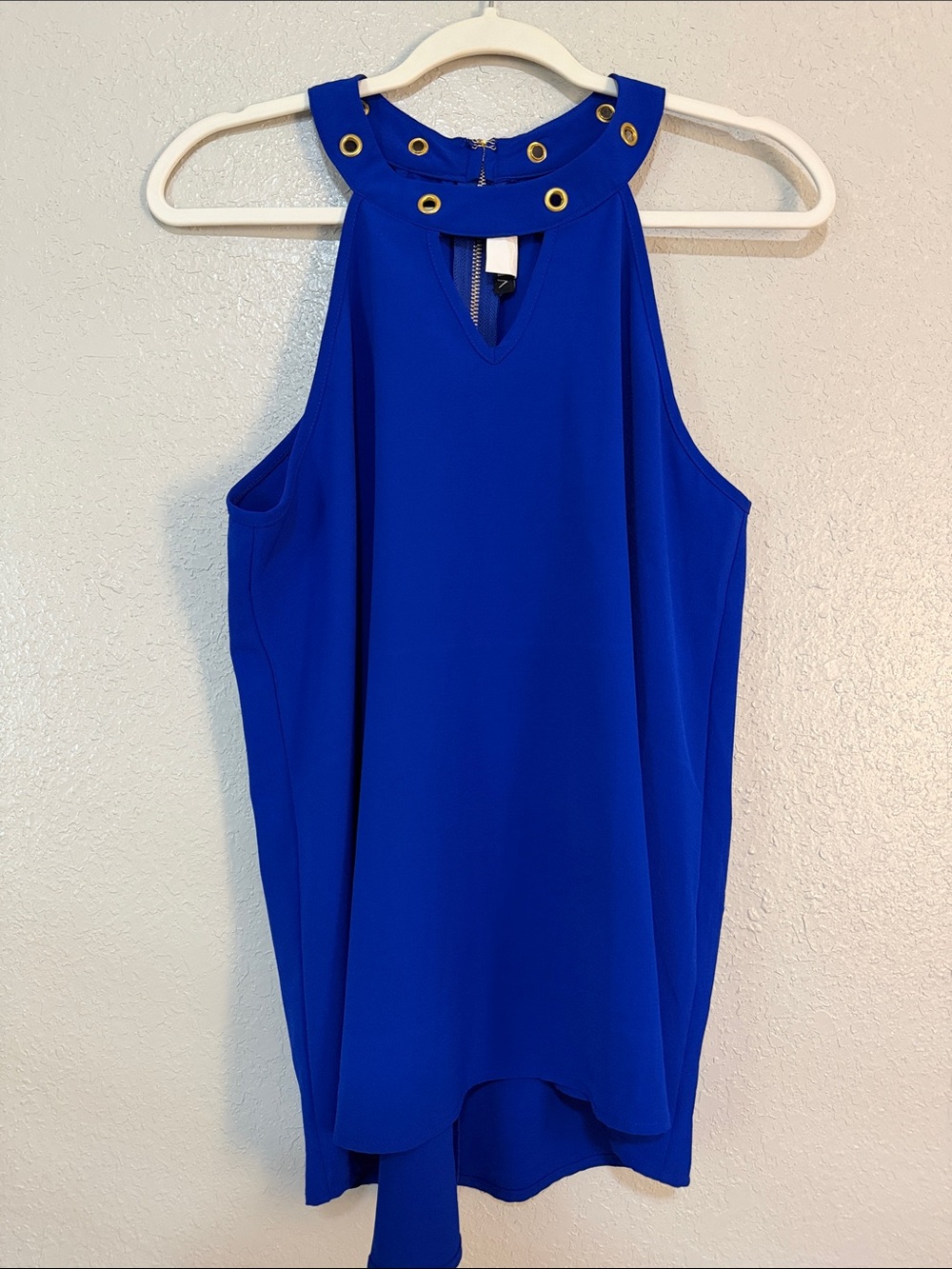 VENUS Sleeveless Halter Top with Grommet Detail - Royal Blue